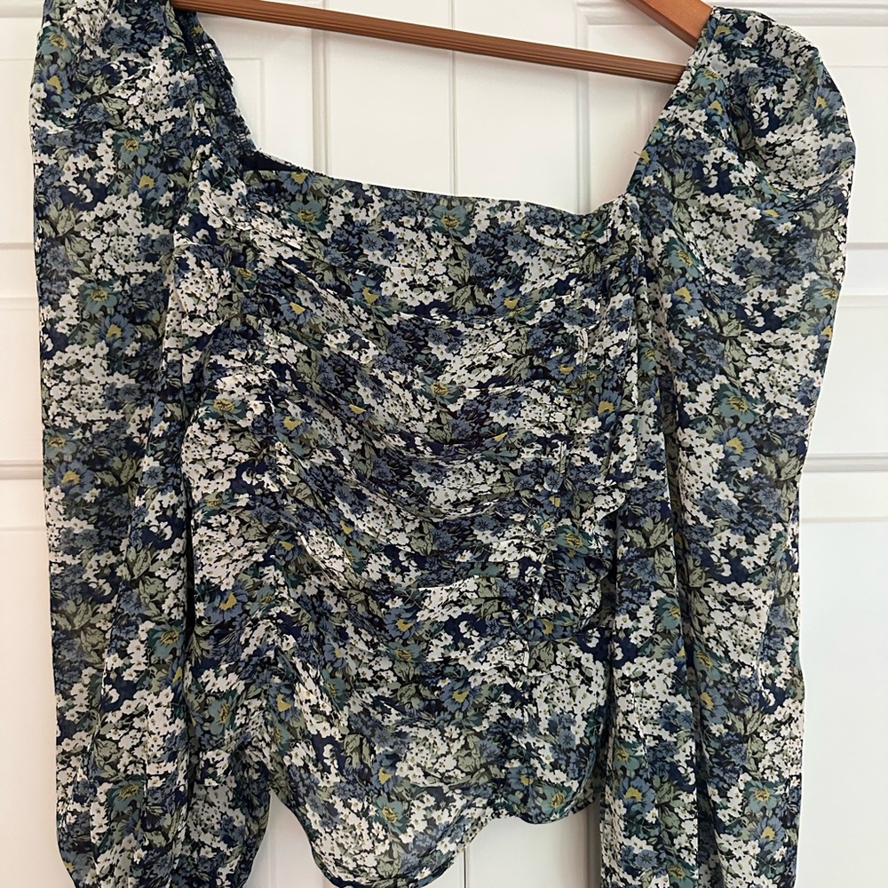 Astr Blue Floral Blouse